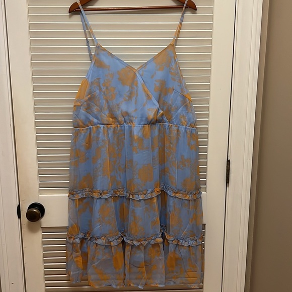 3.  Vero Moda Curve Kaya Sleeveless Ruffle Trim Dress in Blue Bella, Size 18W - Picture 4 of 12